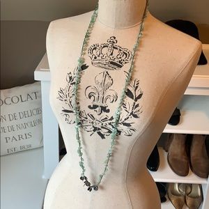 LOVE HEALS braided light turquoise beaded necklace